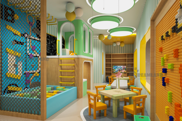 Daycare Play Area Space Planning and 3D Render