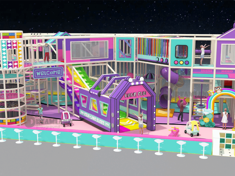 Indoor playground floor plan and attraction compliance mapping