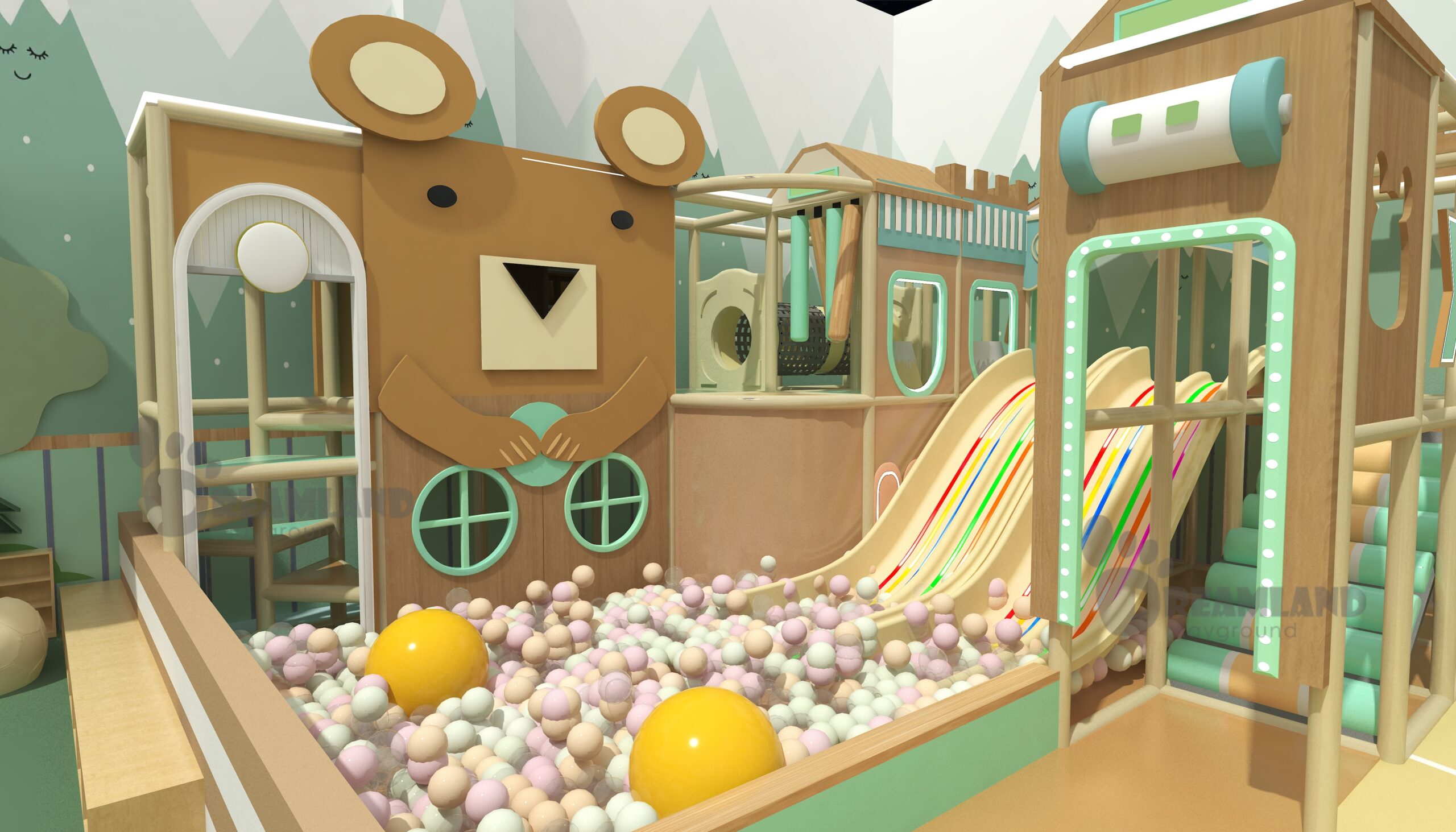Dreamland 3D concept rendering for a commercial restaurant playground