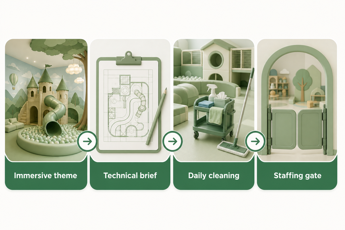 5-star hotel kids club design with premium theme and controlled zones