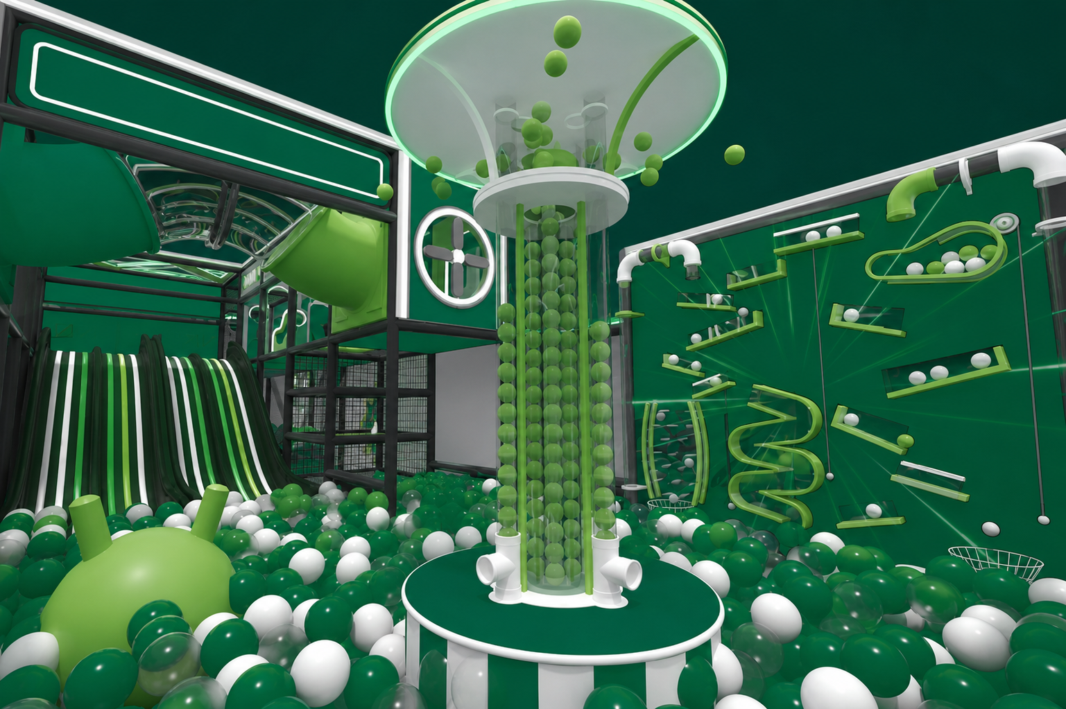 Indoor playground 3D design used to plan capacity, equipment, and project cash timing