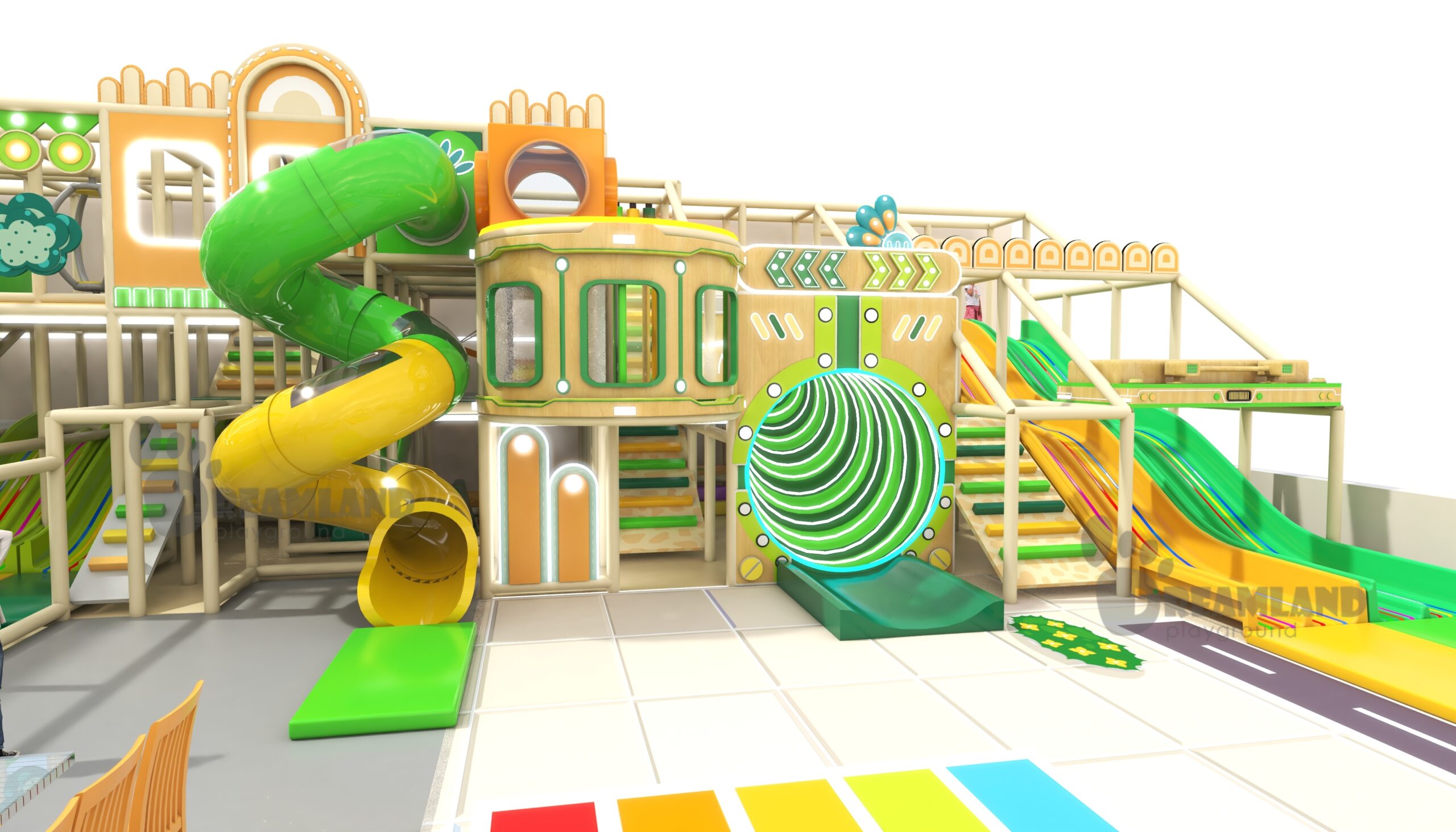 Multi-level indoor playground for restaurant concept design