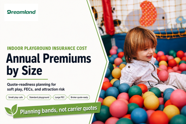 Dreamland insurance planning bands from $3,000 to $30,000+ for indoor playground quote readiness