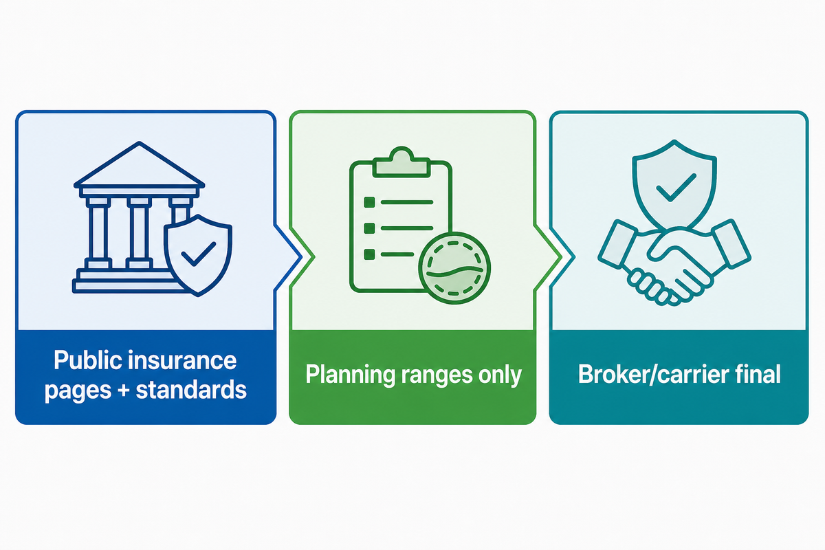Dreamland ranges are a planning model; licensed brokers or carriers must confirm final premiums