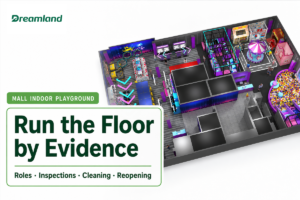 Shopping mall indoor playground operations control framework