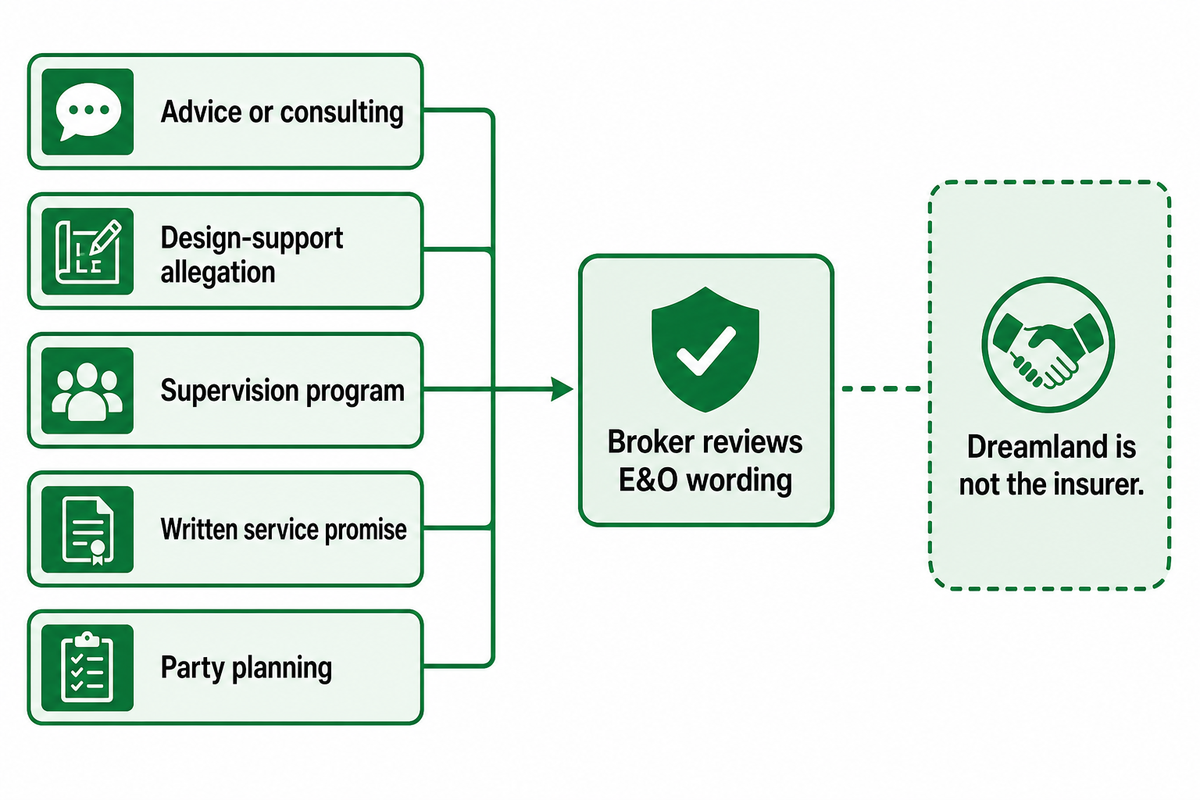 Professional liability: when advice, design, or services need separate review — Dreamland Playground