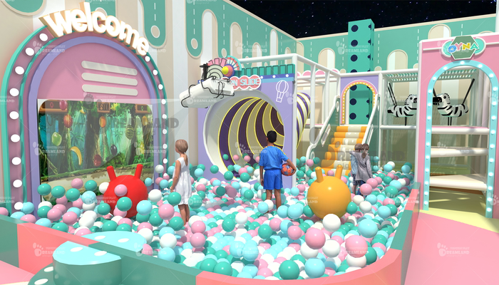 Shopping mall indoor play equipment clear height structural design